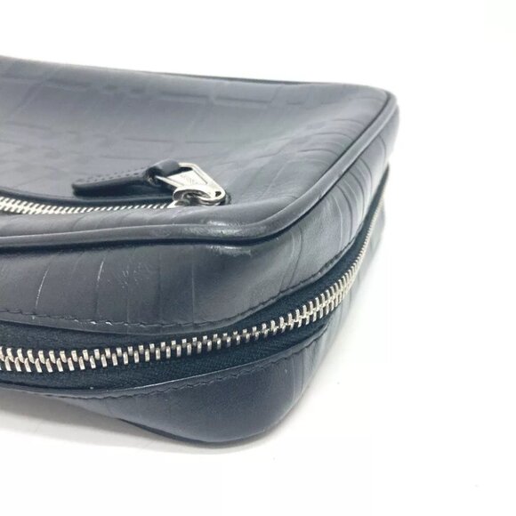 BURBERRY Check pattern Embossed Clutch Bag Pouch Black/SilverHardware - Picture 8 of 15